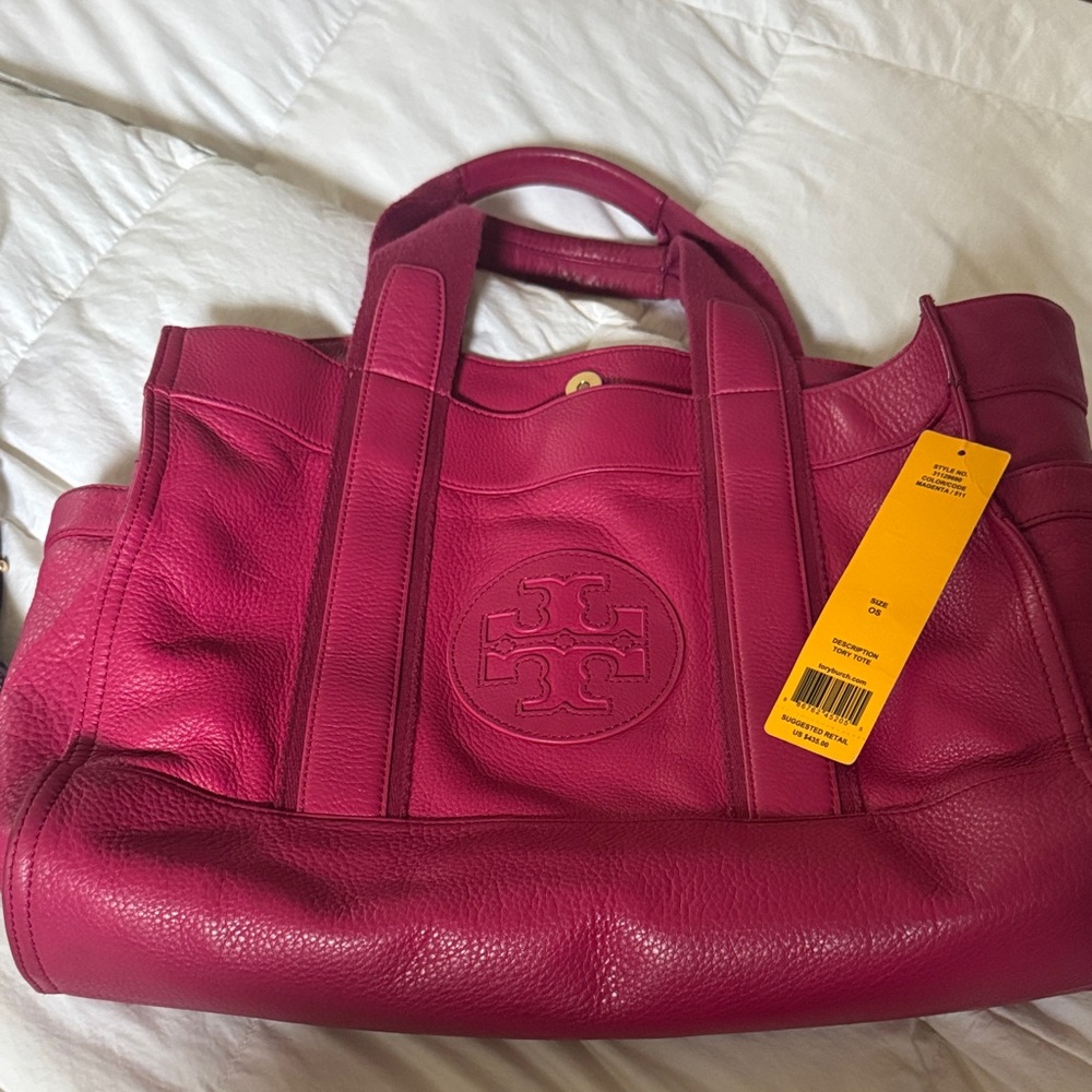 Tory Burch Fuchsia Leather Tote